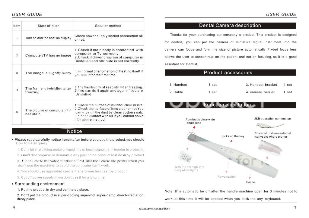 MEGA PIXELS DENTAL INTRAORAL CAMERAS USB CONNECTION  