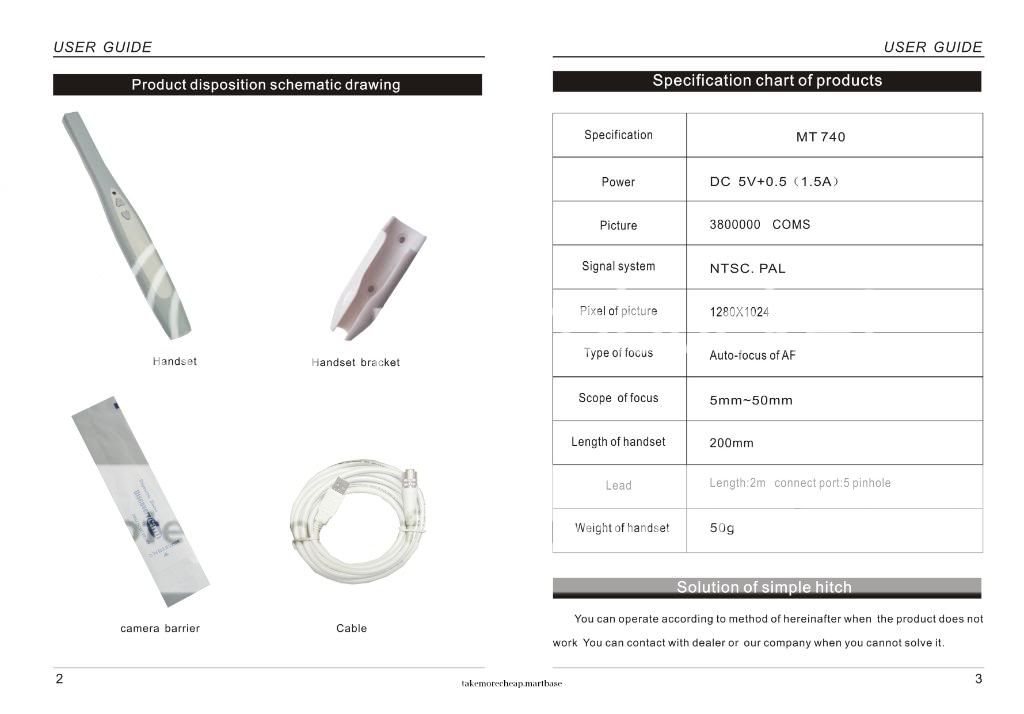 MEGA PIXELS DENTAL INTRAORAL CAMERAS USB CONNECTION  