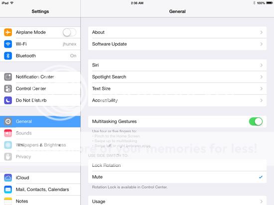 iOS 7 on iPad Mini